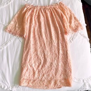 Peach Off The Shoulder Dress